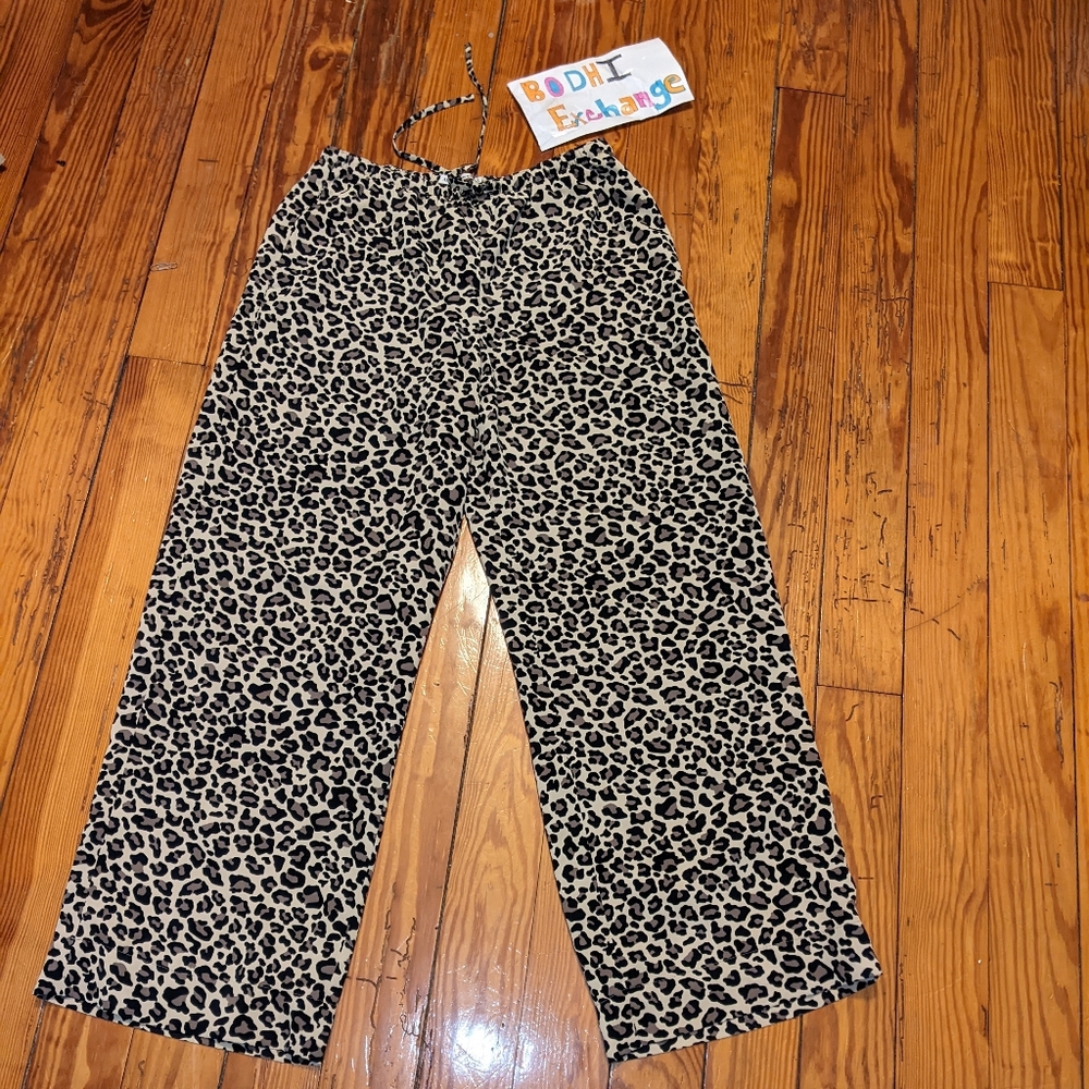 Abercrombie & Fitch Leopard Print Pants - Black and Cream